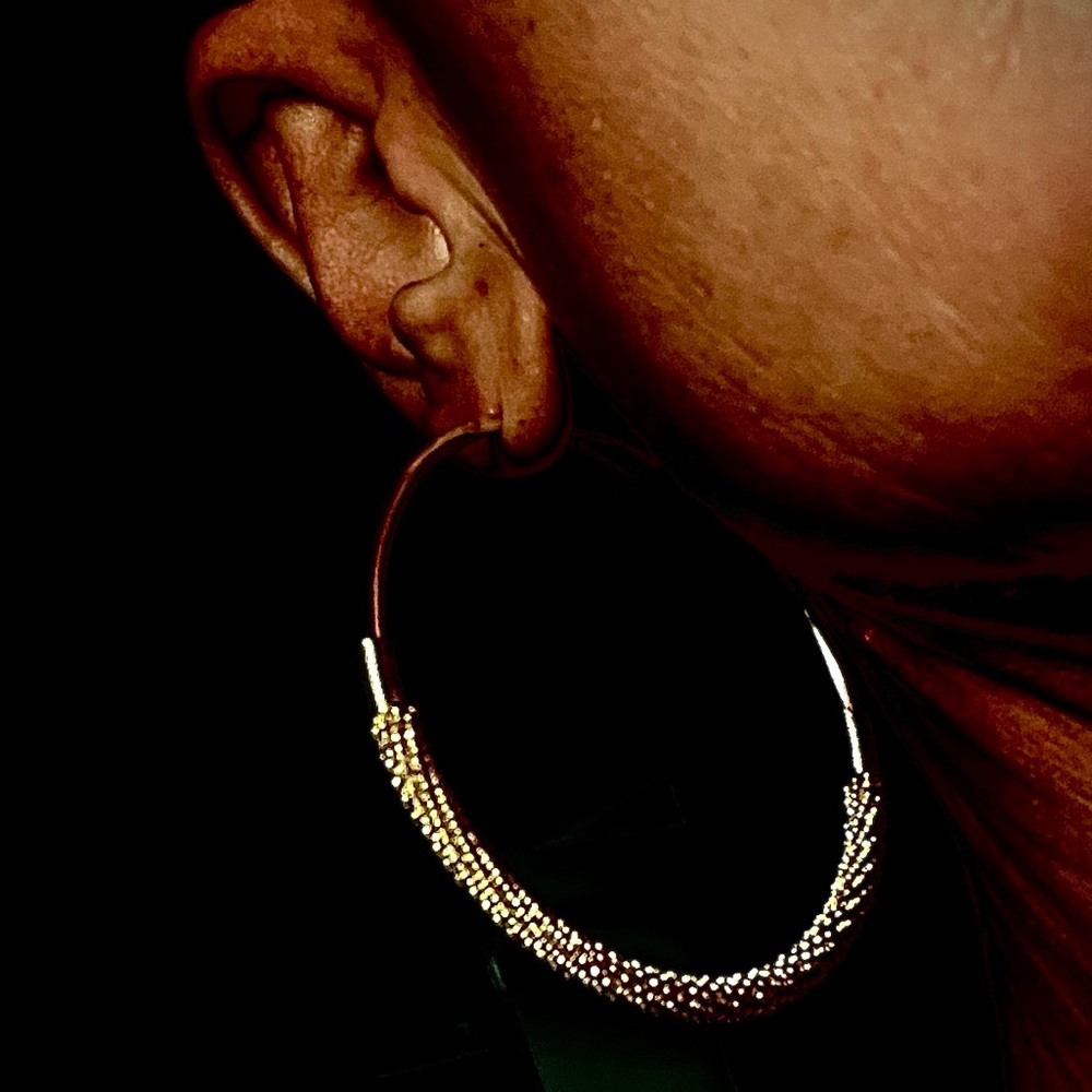NWOT: Beautiful 2” hoops with .925 silver wire wrap.